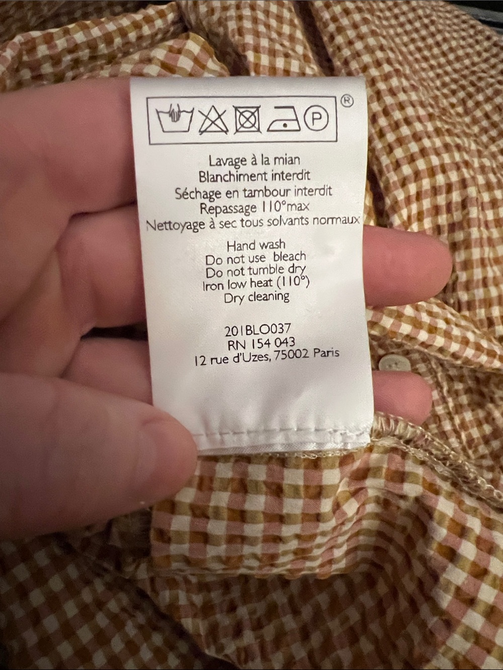 Sezane Brown and White Gingham Button-Down Shirt - Picture 4 of 5